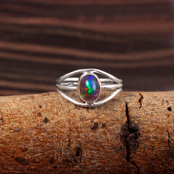 Natural Ethiopian Opal Solid 925 Sterling Silver Gemstone Ring - R770