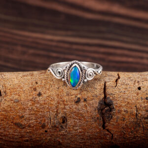 Natural Ethiopian Opal Solid 925 Sterling Silver Gemstone Ring - R774