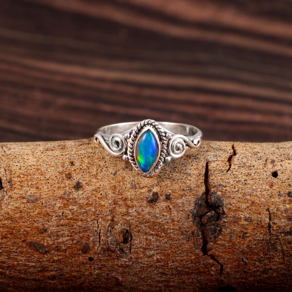 Natural Ethiopian Opal Solid 925 Sterling Silver Gemstone Ring - R774