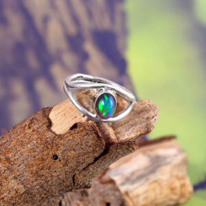 Natural Ethiopian Opal Solid 925 Sterling Silver Gemstone Ring - R764
