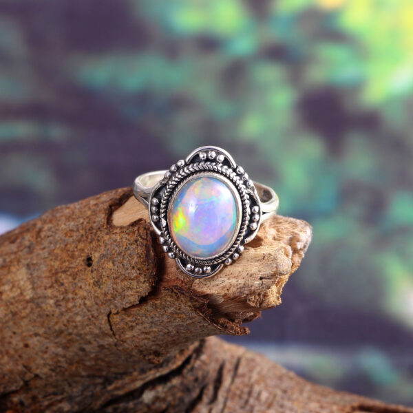 Natural Ethiopian Opal Solid 925 Sterling Silver Gemstone Ring - R756