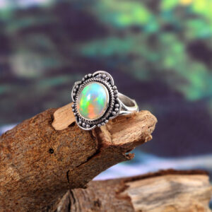 Natural Ethiopian Opal Solid 925 Sterling Silver Gemstone Ring - R760