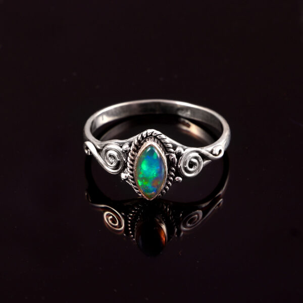 Natural Ethiopian Opal Solid 925 Sterling Silver Gemstone Ring - R783