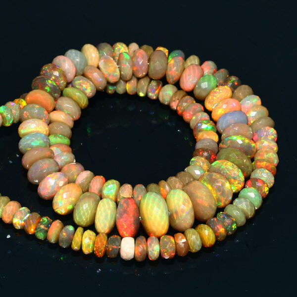 Natural Ethiopian Opal Faceted Rondelle Beads, 5x2.5-11x6MM