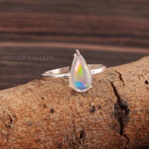 Natural Ethiopian Opal Solid 925 Sterling Silver Gemstone Ring - R874