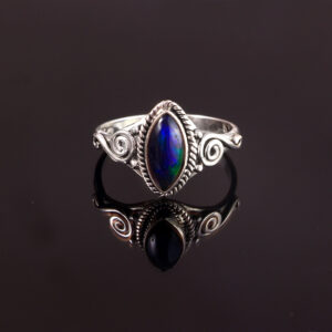 Natural Ethiopian Opal Solid 925 Sterling Silver Gemstone Ring - R849
