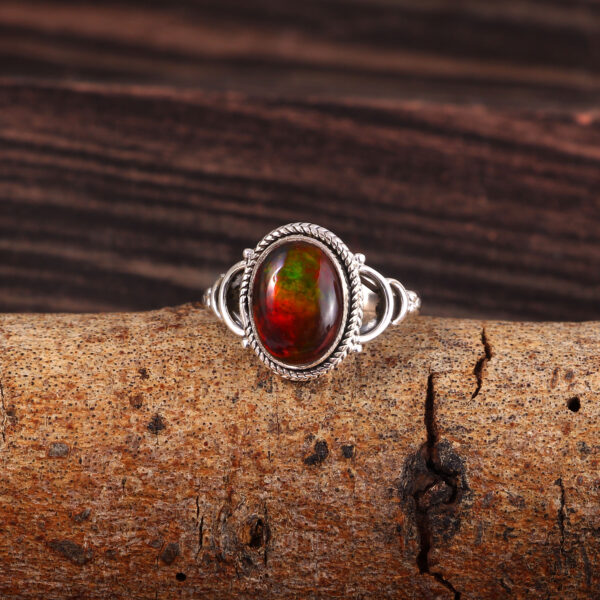 Natural Ethiopian Opal Solid 925 Sterling Silver Gemstone Ring - R858