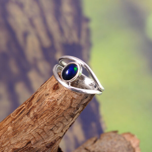 Natural Ethiopian Opal Solid 925 Sterling Silver Gemstone Ring - R827