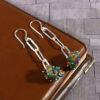 Natural Ethiopian Opal Earring , Faceted Opal Earring , Blue Fire Opal Gemstone E-29