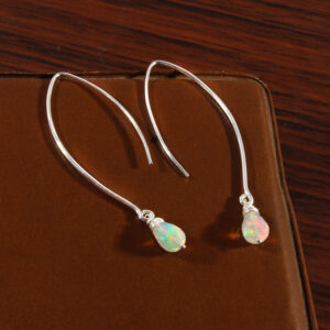 Natural Ethiopian Opal Earring , Silver Earring , Opal Gemstone R-25