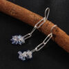 Natural Labradorite Gemstone Earring, 925 Sterling Silver Earring ,Blue Fire E-37