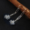 Natural Labradorite Gemstone Earring, 925 Sterling Silver Earring ,Blue Fire E-41