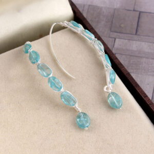 Natural Chalcedony Gemstone Earring , Blue Smooth Gemstone Jewelry E-10