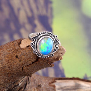 Natural Ethiopian Opal Solid 925 Sterling Silver Gemstone Ring - R839