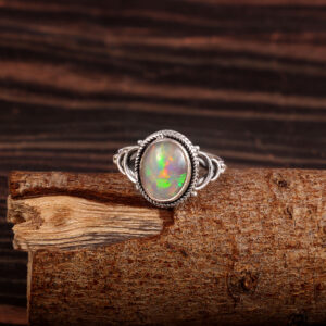 Natural Ethiopian Opal Solid 925 Sterling Silver Gemstone Ring - R824