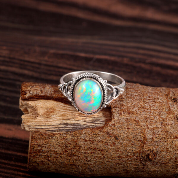 Natural Ethiopian Opal Solid 925 Sterling Silver Gemstone Ring - R803
