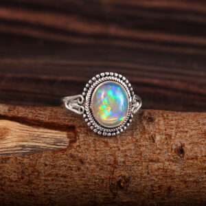 Natural Ethiopian Opal Solid 925 Sterling Silver Gemstone Ring - R826Natural Ethiopian Opal Solid 925 Sterling Silver Gemstone Ring - R826