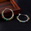 Natural Opal Gemstone Earring , Yellow earring , Rondelle Silver Earring E-57