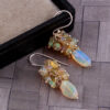 Beautiful 100% Natural Opal Gemstone Earring , White earring , Faceted Earring , Rondelle Silver Earring , Gift for Women E-84