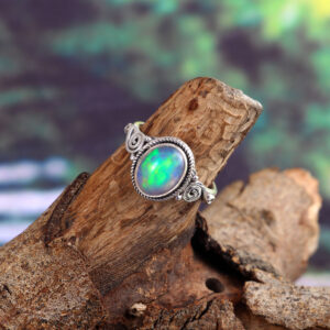 Natural Ethiopian Opal Solid 925 Sterling Silver Gemstone Ring - R853