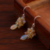 Natural Opal Gemstone Earring , Ear Wire Earring , Rondelle Opal Nuggets , Silver EarringE-105