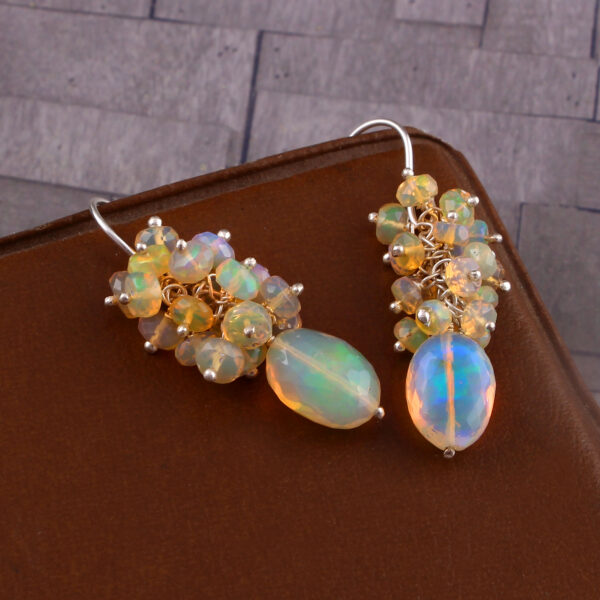 Beautiful Natural Ethiopian Opal Earring , Fire Opal Gemstone , 925 Sterling Silver ,E-93