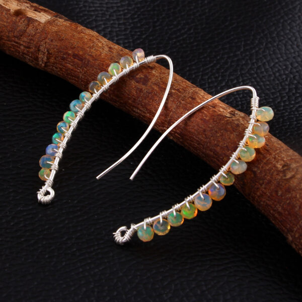 Gorgeous 100% Natural Opal Gemstone Earring , Silver Earring , Yellow Earring Christmas Gift E-72