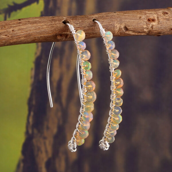 Natural Ethiopian Opal Earring , Fire Opal Gemstone , 925 Sterling Silver Gemstone E-47