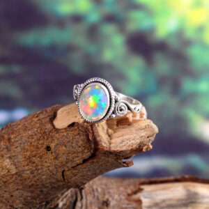 Natural Ethiopian Opal Solid 925 Sterling Silver Gemstone Ring - R835