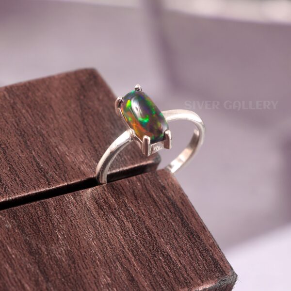 Natural Ethiopian Opal Solid 925 Sterling Silver Ring , Handmade Jewelry - R879