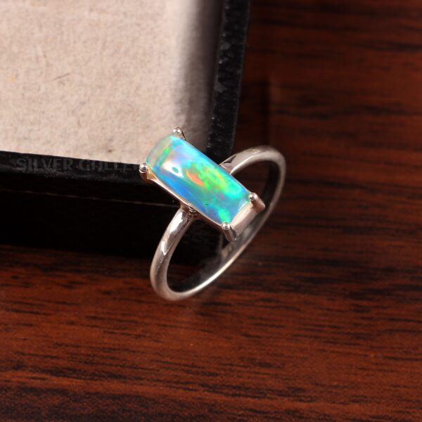 Natural Ethiopian Opal Ring Solid 925 Sterling Silver Gemstone Ring Women Ring - R877