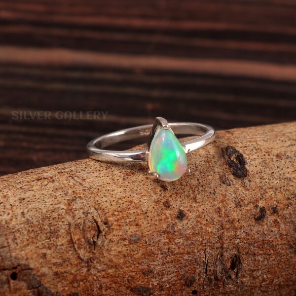 Natural Ethiopian Opal Ring, 925 Sterling Silver Ring, Natural Opal Gemstone Ring, Opal Jewelry, - R909