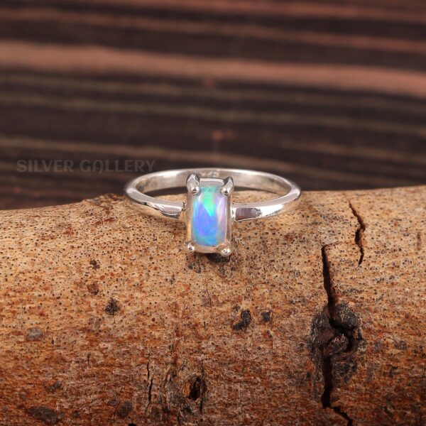 Natural Ethiopian Opal Ring, Engagement Ring, 925 Sterling Silver, Dainty Opal Ring- R893