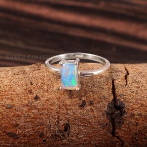Natural Ethiopian Opal Solid 925 Sterling Silver Ring , Handmade Jewelry - R881